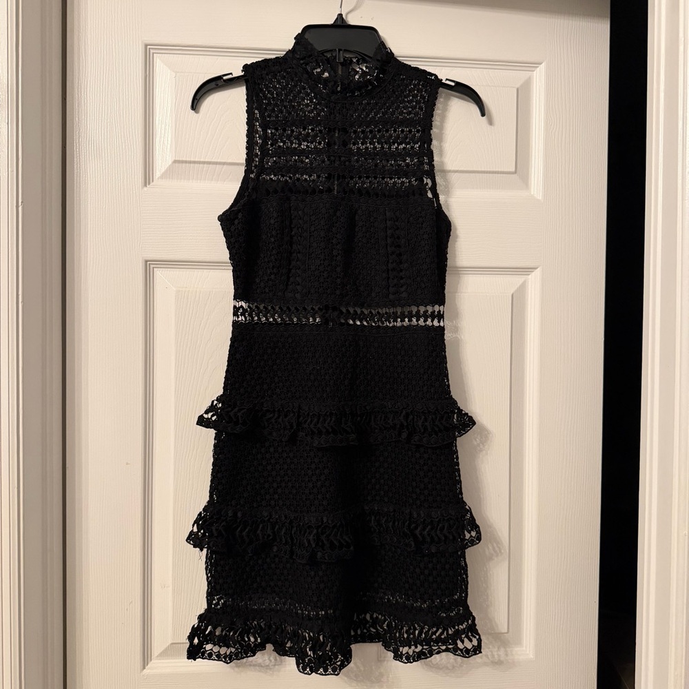 Black Lace Ruffle Dress